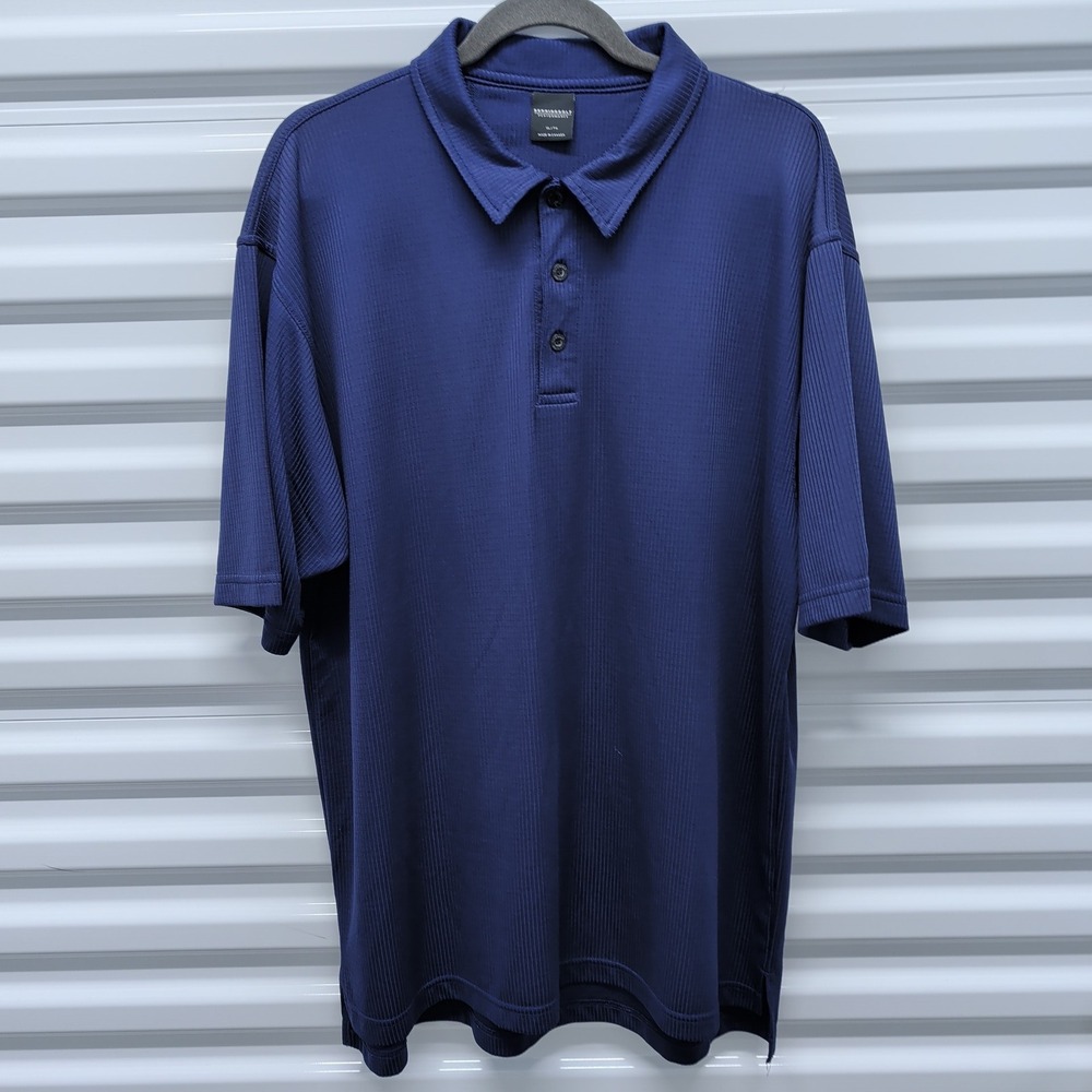 Dunning Golf Performance Polo XL Men Navy Blue Short Sleeve Ribbed Texture Shirt — photo 2